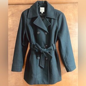 Double-Breasted Black Wool Coat